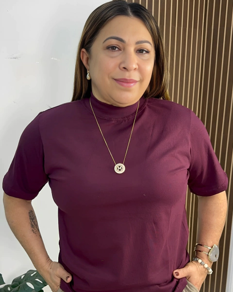 T-shirt gola alta - 100% algodão - Imagem 4